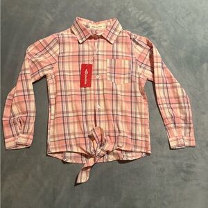 Noomelfish Girls Long Sleeve Button Down Shirt Tie Front Blouse Top